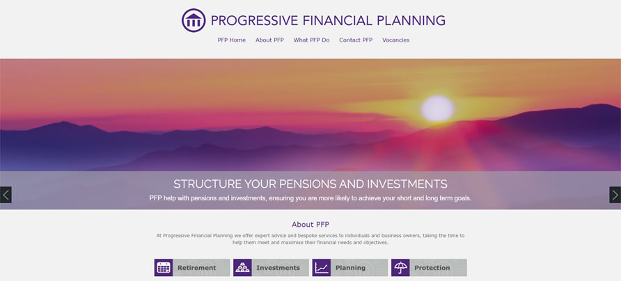 Progressive Financial - one of our beautiful IFA websites that we develop for financial services firms in the UK
