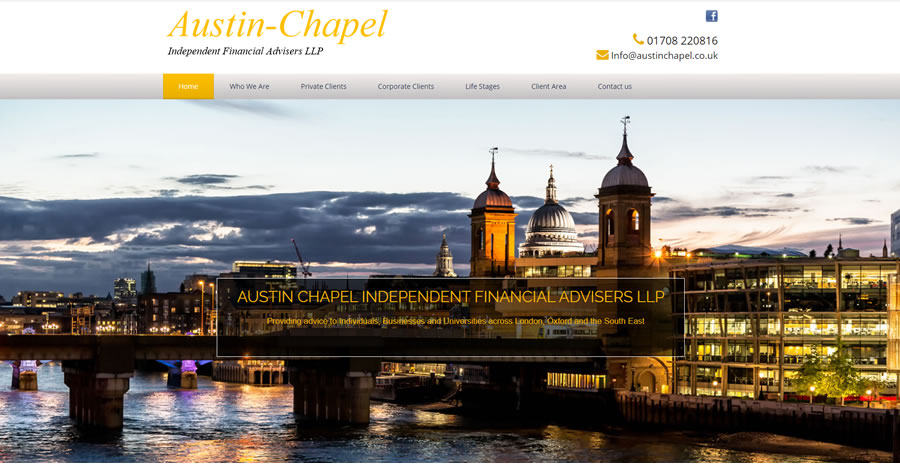 Austin Chapel - one of our IFA websites from our client based in London Docklands