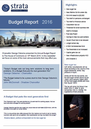 Budget Report 2016 for Strata Financial ltd
