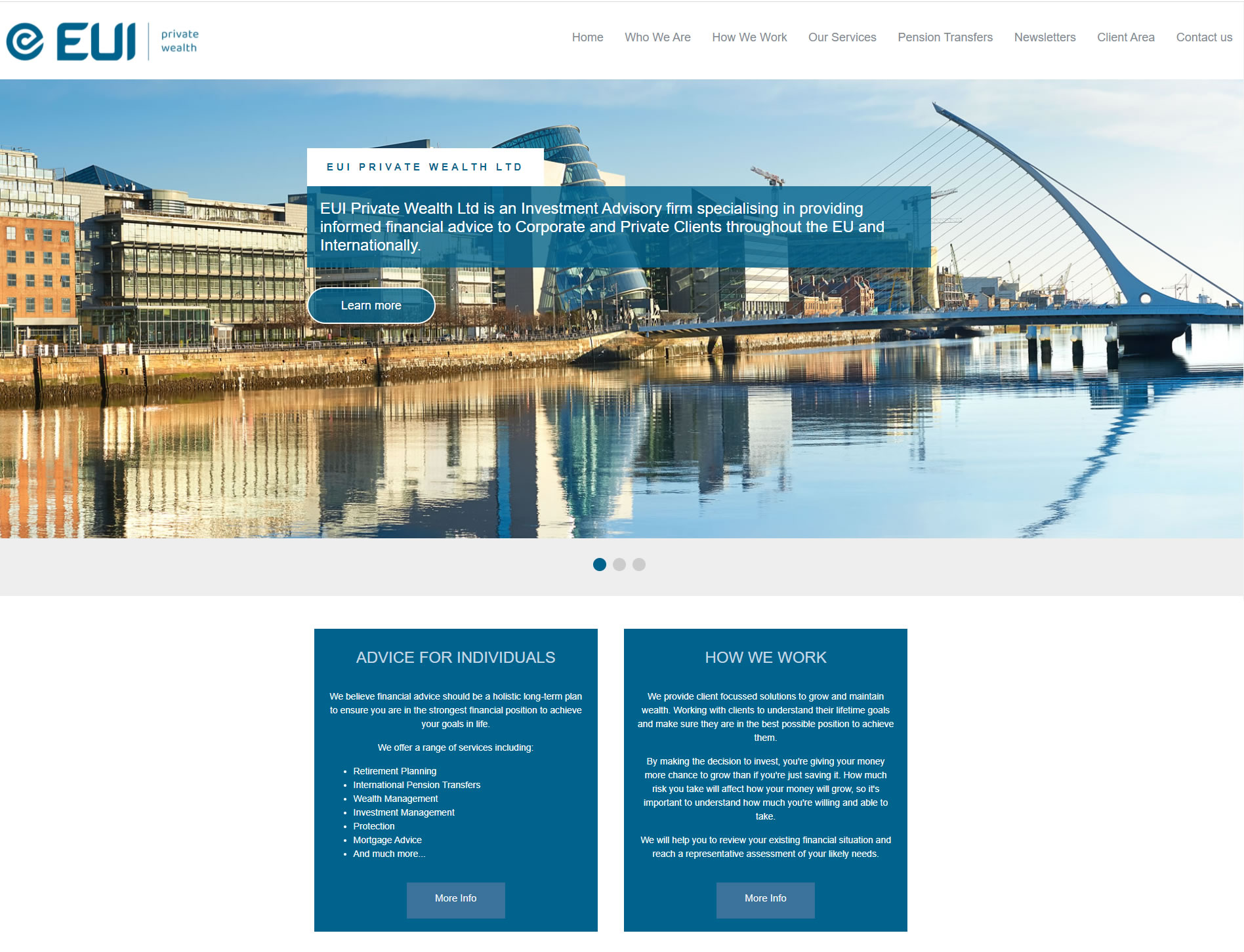 EUI Private Wealth - one of our stunning IFA websites crafted from one of our adviser templates