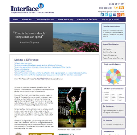 IFA Website Superhero Interface Financial Planning