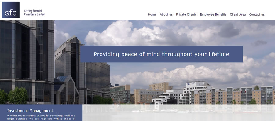 Sterling Financial - one of our IFA websites from our client based in London Docklands